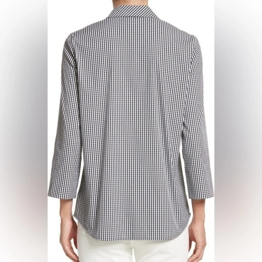 Lafayette 148 New York Paget Ithaca Mini Check Shirt Size M - Picture 2 of 7